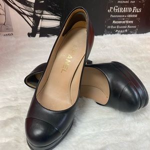 Chanel
Chanel Black Leather CC Platform Pumps Size 35.5